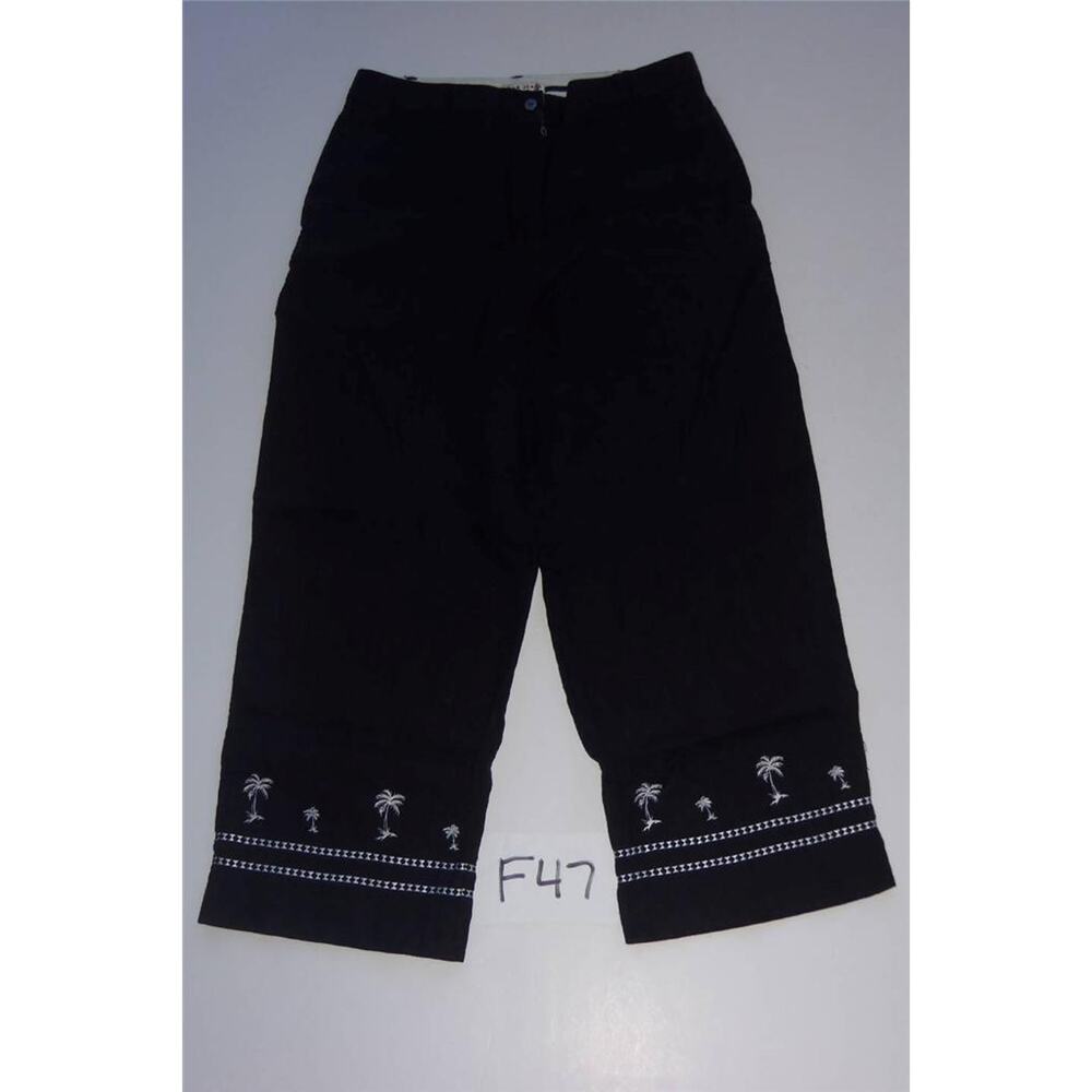 Jillian Jones Black Capris Pants Size 10 Linen -0114F47